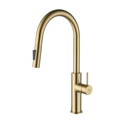 Mitigeur de cuisine bec haut avec douchette extractible SKY BATH or brossé PVD Inox S304 série RIVER