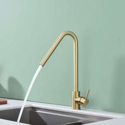 Mitigeur de cuisine bec haut SKY BATH or brossé PVD Inox S304 série TALENT