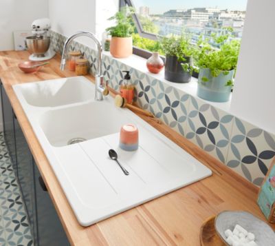 Mitigeur de cuisine chromé avec douchette GoodHome Zanthe