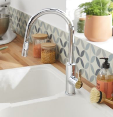 Mitigeur de cuisine chromé avec douchette GoodHome Zanthe