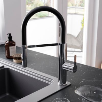 Mitigeur de cuisine chromé avec douchette GoodHome Zatar