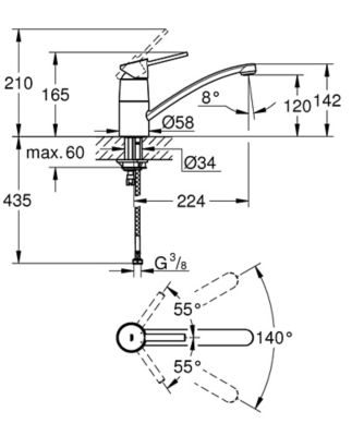 Mitigeur de cuisine chromé Swift Grohe