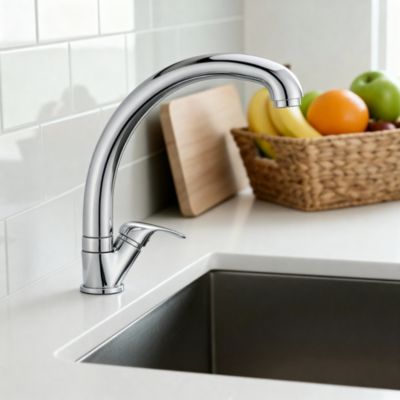 Mitigeur de cuisine Dora en laiton couleur argenté H.25,5 cm
