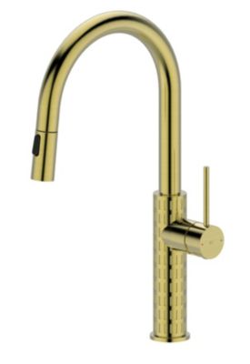 Mitigeur de cuisine doré avec douchette Essebagno Architek