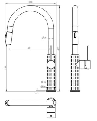 Mitigeur de cuisine doré avec douchette Essebagno Architek