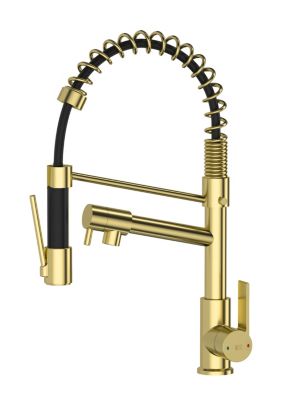Mitigeur de cuisine doré avec douchette Essebagno Big Hotto