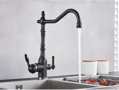 Mitigeur de Cuisine en Laiton Noir Mat Vintage