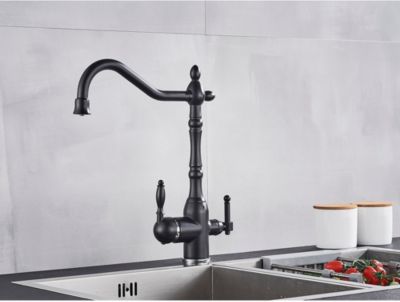 Mitigeur de Cuisine en Laiton Noir Mat Vintage