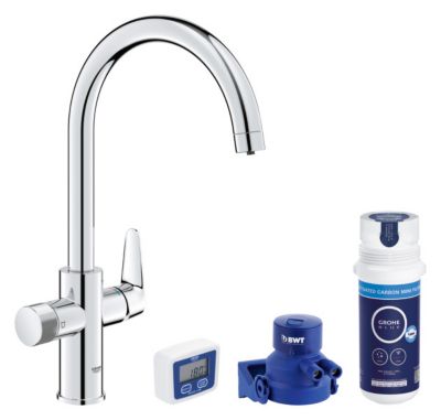 Mitigeur de cuisine filtrant chromé Grohe Blue Pure Curve brillant