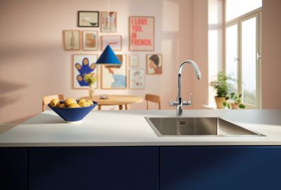 Mitigeur de cuisine filtrant chromé Grohe Blue Pure Curve brillant