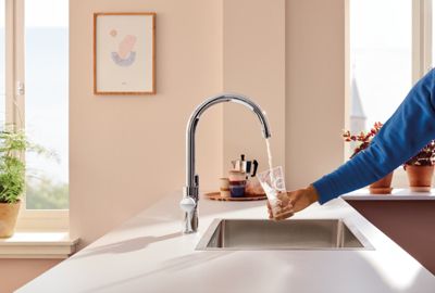 Mitigeur de cuisine filtrant chromé Grohe Blue Pure Curve brillant