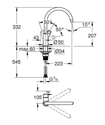 Mitigeur de cuisine Grohe Quickfix Cumbria chrome