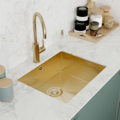 Mitigeur de cuisine laiton doré brossé GoodHome Zanthe