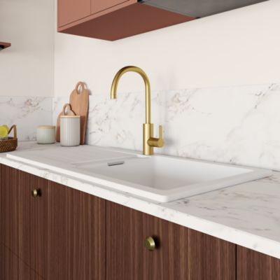 Mitigeur de cuisine laiton doré brossé GoodHome Zanthe