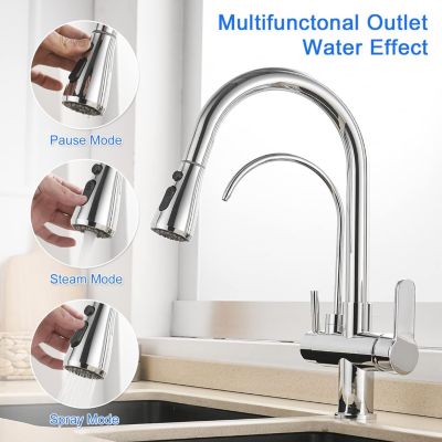 Mitigeur de cuisine,Mélangeur d'évier coulissant en laiton pour eau chaude et froide avec robinet d'eau potable