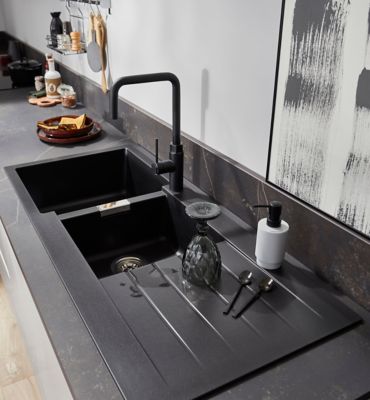 Mitigeur de cuisine noir GoodHome Argania