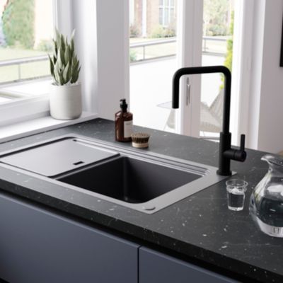 Mitigeur de cuisine noir mat GoodHome Kamut