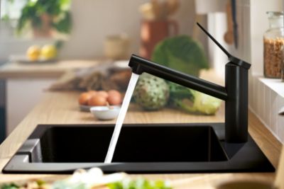 Mitigeur de cuisine noir mat Hansgrohe Zesis M33 H. 214mm