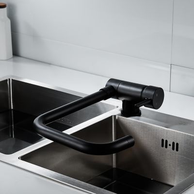 Mitigeur de cuisine rabattable noir mat GoodHome Deltana