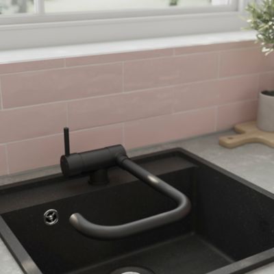 Mitigeur de cuisine rabattable noir mat GoodHome Deltana