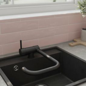 Mitigeur de cuisine rabattable noir mat GoodHome Deltana