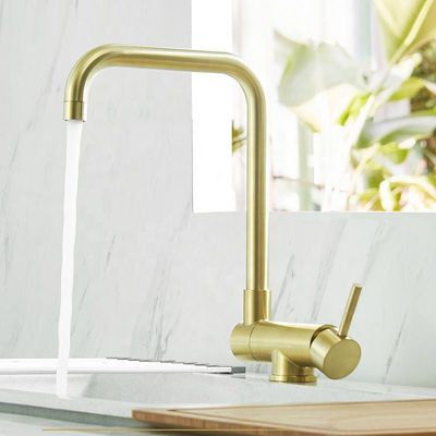Mitigeur de cuisine rabattable W05 en laiton doré brossé - collection Scamandre