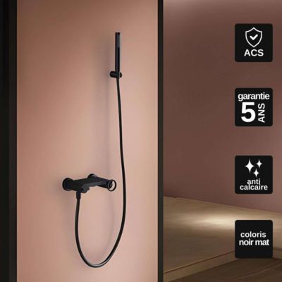 Mitigeur de Douche anti-calcaire Noir Mat IMEX OLIMPO BDC033-5NG