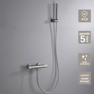 Mitigeur de Douche anti-calcaire Thermostatique Nickel Brossé IMEX LINE BTD038-5NQ