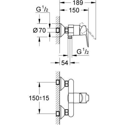 Mitigeur de douche BAUEDGE Eco click cartouche C2 - GROHE - 23560-000