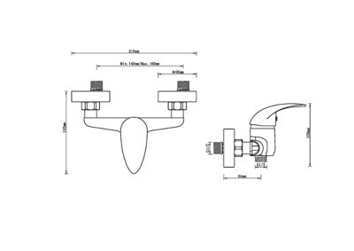 Mitigeur de douche entraxe 150 mm GoodHome Eidar en laiton chromé