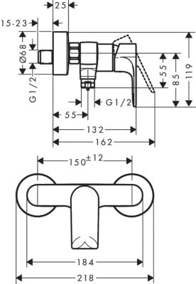 Mitigeur de douche Hansgrohe Rebris E Chromé