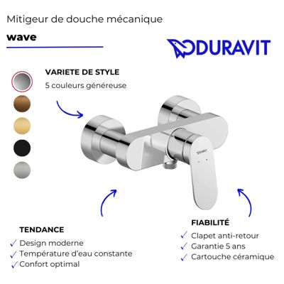 Mitigeur de douche mécanique DURAVIT Wave doré poli