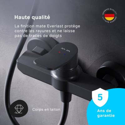 Mitigeur de douche mécanique Robinet Salle de Bain Noir Mat, FXA20022 X-Joy AM.PM