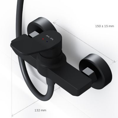 Mitigeur de douche mécanique Robinet Salle de Bain Noir Mat, FXA20022 X-Joy AM.PM