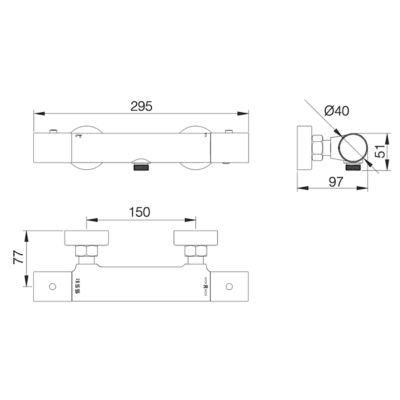 Mitigeur de Douche Thermostatique anti-calcaire Or Rose IMEX GENOVA BTG053-5ORC