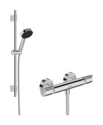 Mitigeur de douche thermostatique avec douchette 2 jets + barre réglable, chromé, Hansgrohe Waterforms