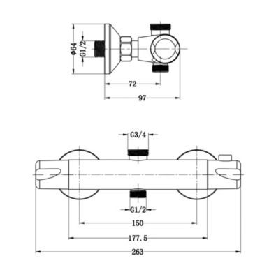 Mitigeur de douche thermostatique chromé Edouard Rousseau Breva