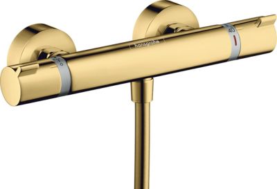 Mitigeur de douche thermostatique doré poli, Hansgrohe Ecostat Comfort