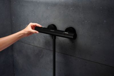 Mitigeur de douche thermostatique noir mat Hansgrohe Ecostat Life