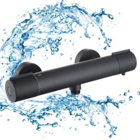 Mitigeur de Douche Thermostatique Noir Robinet de Bain Universel en Laiton