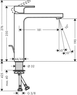 Mitigeur de lavabo 190 Hansgrohe Vernis Shape chromé