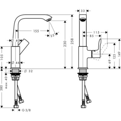Mitigeur de lavabo 230 bonde Push-Open chromé Metris Hansgrohe