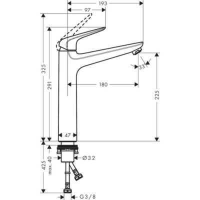 Mitigeur de lavabo 230 sans tirette ni vidage chromé Novus 71124000 Hansgrohe