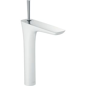 Mitigeur de lavabo 240 surélevé, bonde Push-Open blanc/chromé Pura Vida Hansgrohe