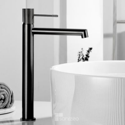 Mitigeur de Lavabo Anti-Calcaire Bec Haut Black Gun Métal IMEX LINE BDD038-3BGM