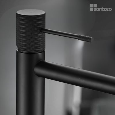 Mitigeur de Lavabo Anti-Calcaire Bec Haut Black Gun Métal IMEX LINE BDD038-3BGM