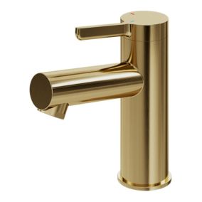 Mitigeur de lavabo avec mousseur orientable, taille M, doré, H.14,3 cm, GoodHome Maza