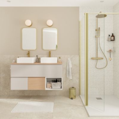 Mitigeur de lavabo avec mousseur orientable, taille M, doré, H.14,3 cm, GoodHome Maza