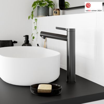 Mitigeur de lavabo avec mousseur orientable, taille XL, gun metal, H.25,7 cm, GoodHome Maza