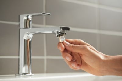 Mitigeur de lavabo avec tirette et vidage chromé, Hansgrohe Rebris E 110 CoolStart